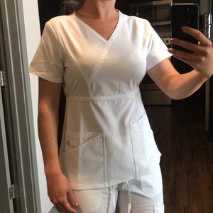 White scrub top